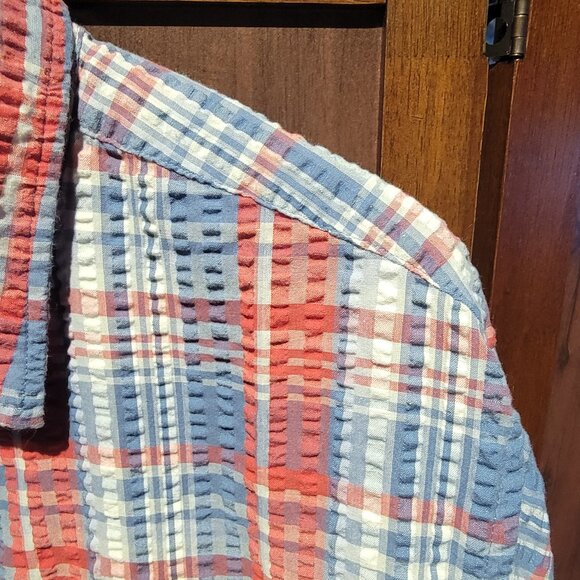 Oak Hill Cool & Dry Shirt Mens 2XL Red/Blue Short Sleeve Button Shirt - Picture 4 of 4